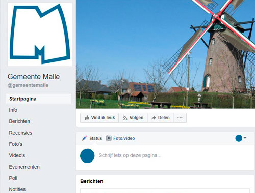 Facebookpagina van de gemeente Malle